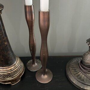 Candle Sticks Oil Rubbed Bronze (two) Metal 11" tall